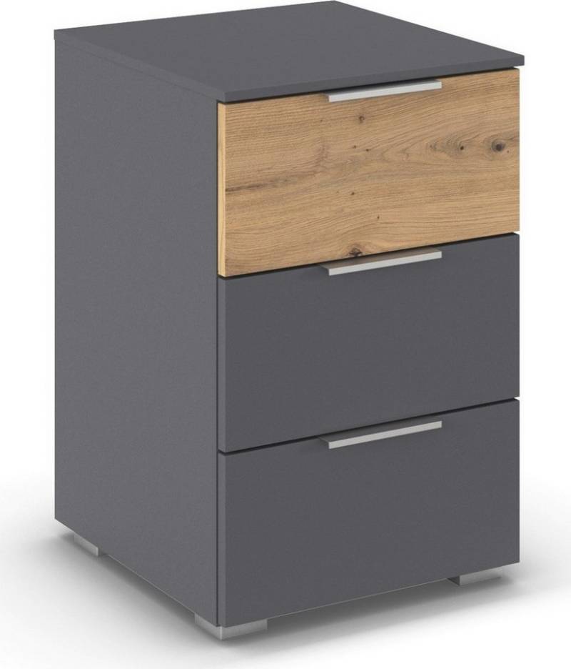 rauch Nachtkommode Nachttisch Nachtkonsole Nachtschrank ASTANA (Breite 40 cm / Höhe 61 cm), mit 3 geräumigen Schubladen, Kantengriff in Alufarben MADE IN GERMANY von rauch