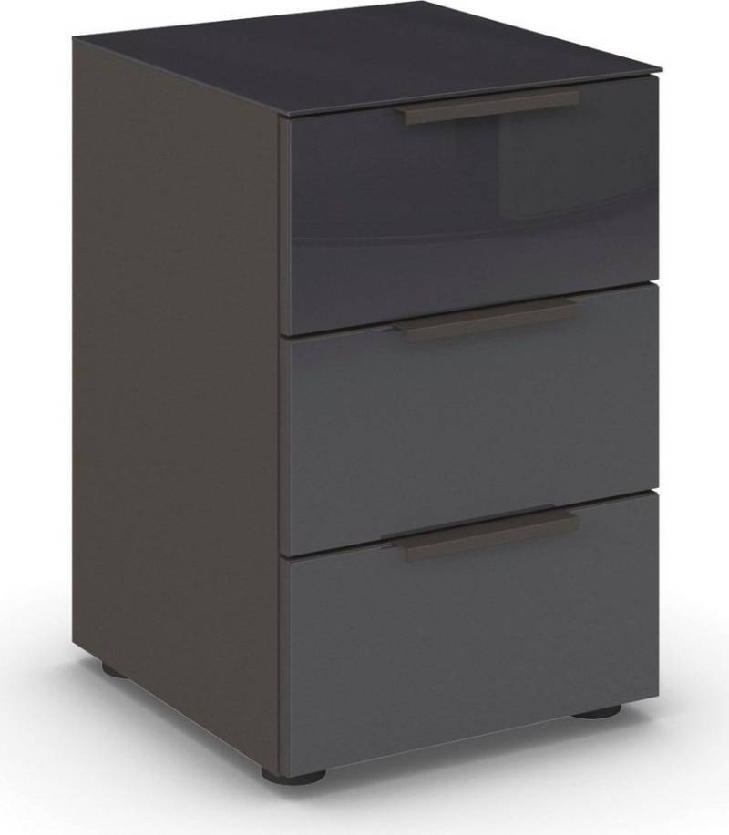rauch Nachtkommode Nachttisch Nachtschrank Nachtkonsole FLIPP mit Glasfront (Breite 40 cm), mit 3 Schubladen und Soft-Close-Funktion, Oberboden und Front Glas von rauch