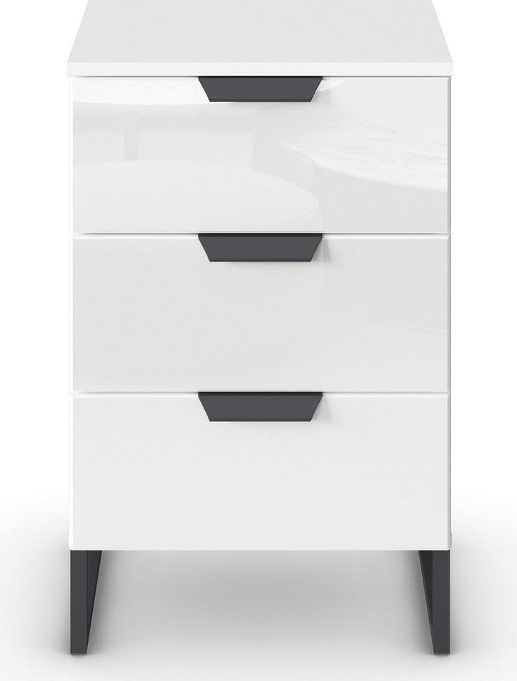 rauch Nachtkommode Modern by Aditio, mit Glasfront und Kufenfuß, 3 Schubladen mit Softclose-Funktion von rauch