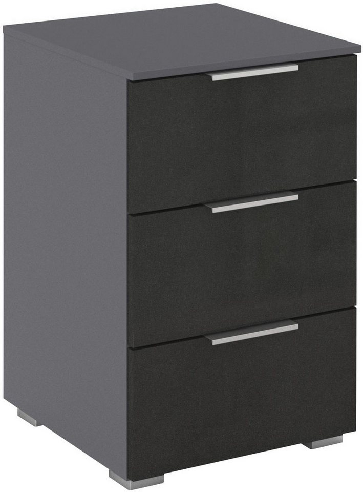 rauch Nachtkommode Nachttisch Nachtkonsole AGORDO in Dekor- oder Hochglanzfront (in zwei Griff-Farben, Breite 40 cm), mit 3 geräumigen Schubladen für viel Stauraum MADE IN GERMANY von rauch