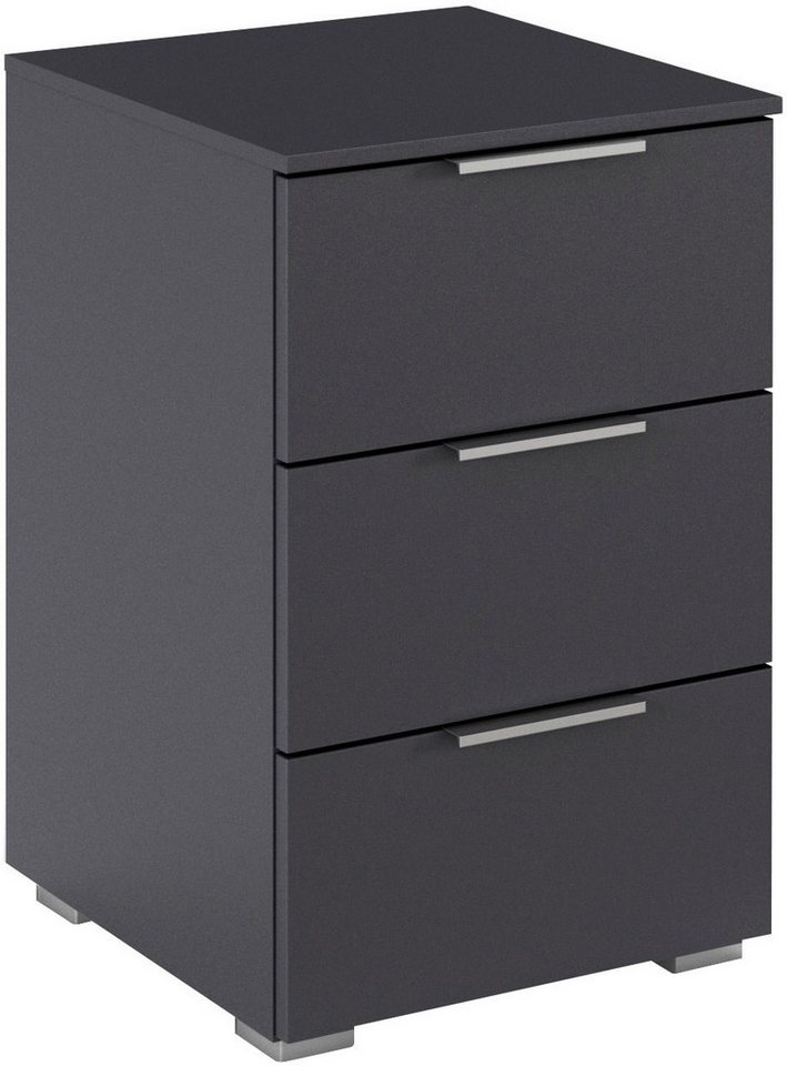 rauch Nachtkommode Nachttisch Nachtkonsole AGORDO in Dekor- oder Hochglanzfront (in zwei Griff-Farben, Breite 40 cm), mit 3 geräumigen Schubladen für viel Stauraum MADE IN GERMANY von rauch