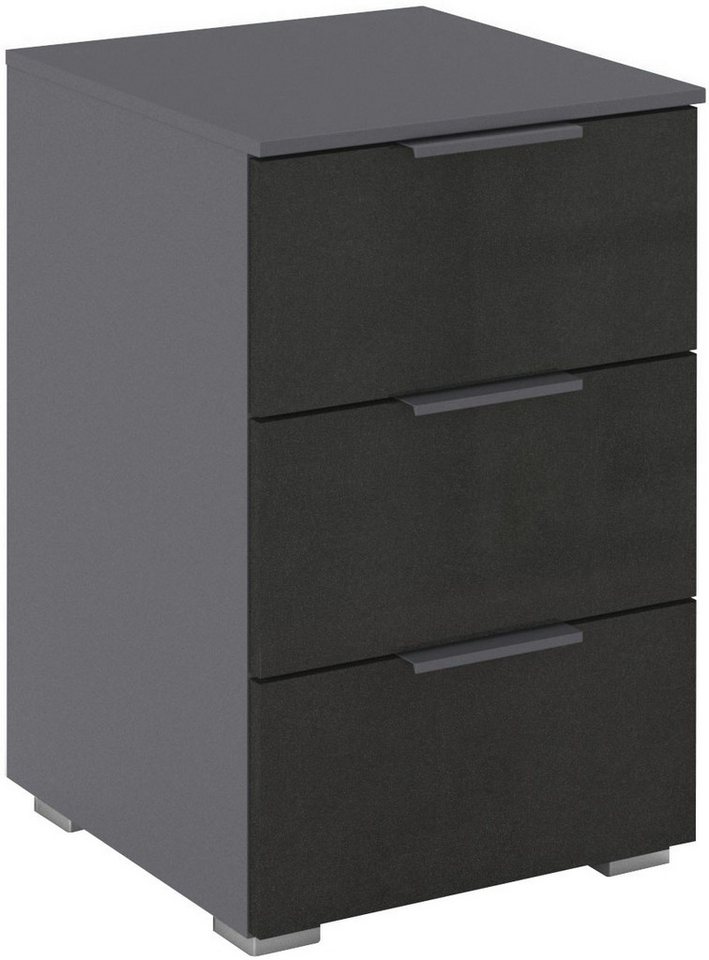 rauch Nachtkommode Nachttisch Nachtkonsole AGORDO in Dekor- oder Hochglanzfront (in zwei Griff-Farben, Breite 40 cm), mit 3 geräumigen Schubladen für viel Stauraum MADE IN GERMANY von rauch