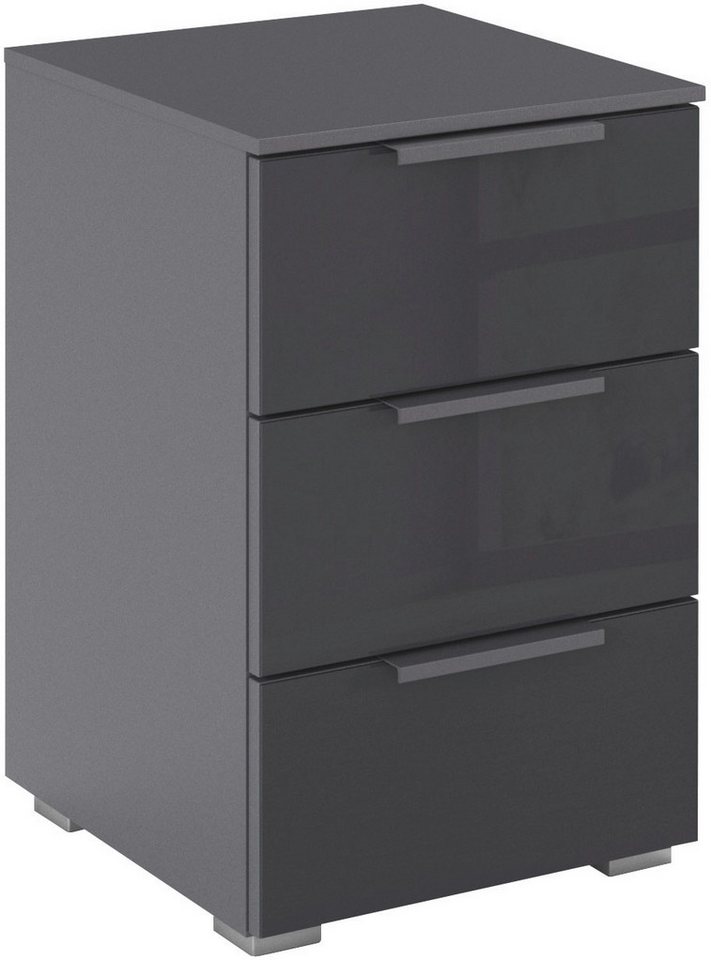 rauch Nachtkommode Nachttisch Nachtkonsole Nachtschrank KOLUNA mit Glasfront (Breite 40 cm), mit 3 geräumigen Schubladen für viel Stauraum MADE IN GERMANY von rauch