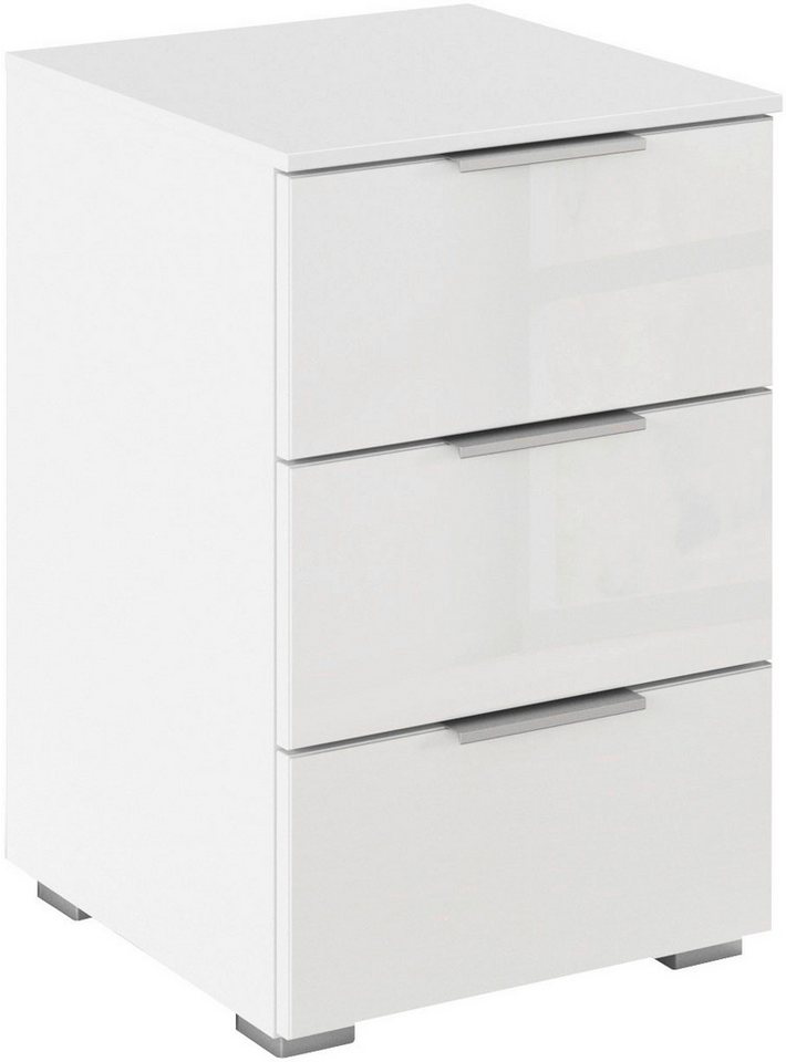 rauch Nachtkommode Nachttisch Nachtschrank Nachtkonsole AGORDO mit Glasfront (in zwei Griff-Farben, Breite 40 cm), mit 3 geräumigen Schubladen für viel Stauraum MADE IN GERMANY von rauch