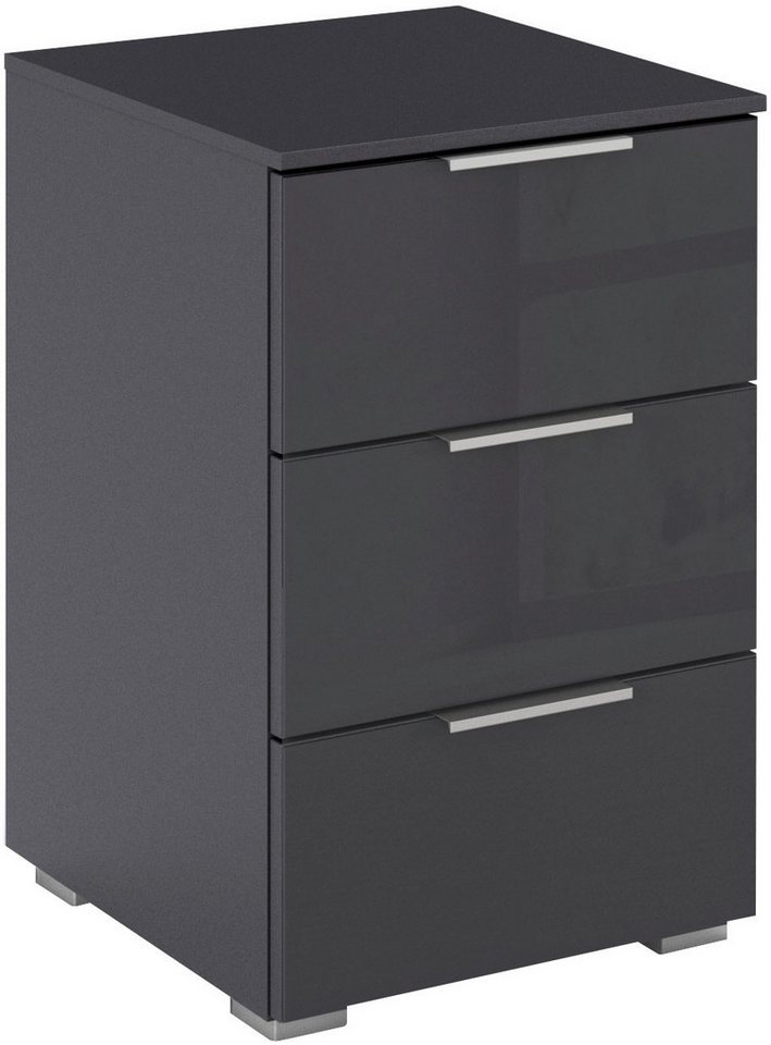 rauch Nachtkommode Nachttisch Nachtschrank Nachtkonsole AGORDO mit Glasfront (in zwei Griff-Farben, Breite 40 cm), mit 3 geräumigen Schubladen für viel Stauraum MADE IN GERMANY von rauch