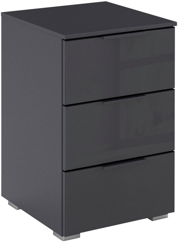rauch Nachtkommode Nachttisch Nachtschrank Nachtkonsole AGORDO mit Glasfront (in zwei Griff-Farben, Breite 40 cm), mit 3 geräumigen Schubladen für viel Stauraum MADE IN GERMANY von rauch