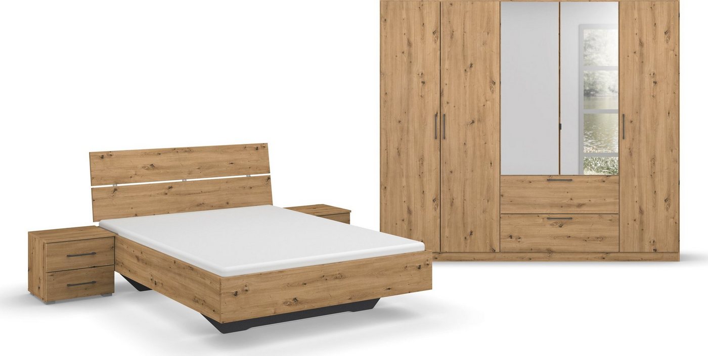 rauch Schlafzimmer-Set Challenger, Schrank mit Spiegel in 2 Breiten, Bett in 3 Breiten und 2 Nachttische von rauch