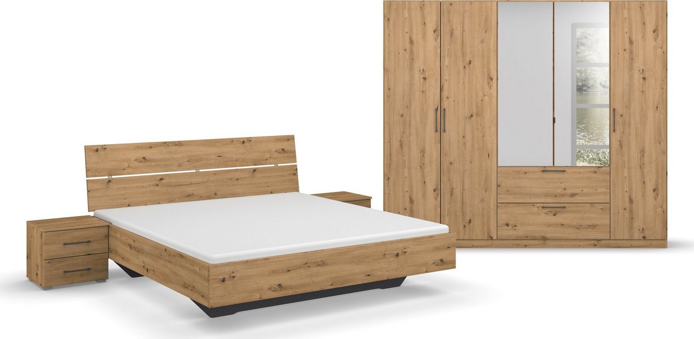 rauch Schlafzimmer-Set Challenger, Schrank mit Spiegel in 2 Breiten, Bett in 3 Breiten und 2 Nachttische von rauch