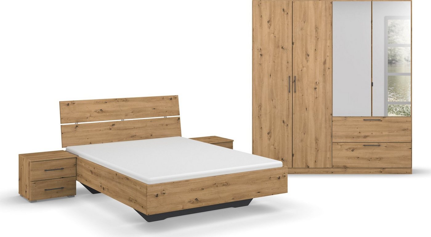 rauch Schlafzimmer-Set Challenger, Schrank mit Spiegel in 2 Breiten, Bett in 3 Breiten und 2 Nachttische von rauch