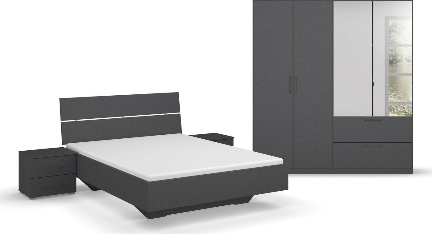 rauch Schlafzimmer-Set Challenger, Schrank mit Spiegel in 2 Breiten, Bett in 3 Breiten und 2 Nachttische von rauch