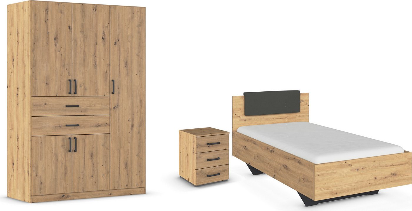 rauch Schlafzimmer-Set Maika, (Set, 3-St), Schrank in 3 Breiten und 2 Höhen, Bett 100x200 cm und Nachttisch von rauch