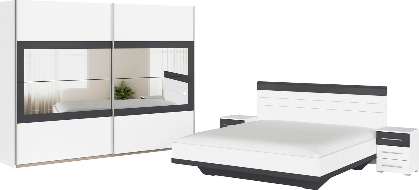 rauch Schlafzimmer-Set Tarragona, (Set, 4-St), Schwebetürenschrank in 3 Breiten, Bett in 2 Größen und 2 Nachttische von rauch