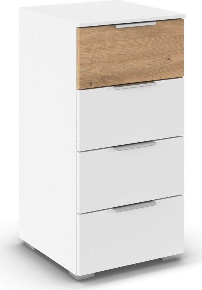 rauch Schubkastenkommode Highboard Sideboard Schubladenkommode Kommode ASTANA (Breite 40 cm / Höhe 81 cm), mit 4 geräumigen Schubladen, Kantengriff in Alufarben MADE IN GERMANY von rauch