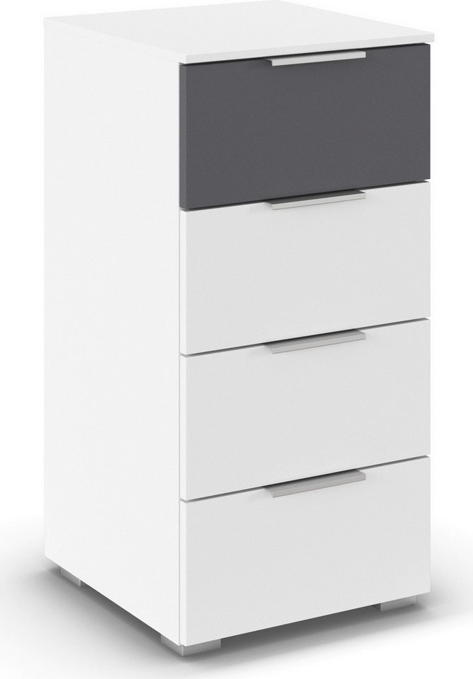 rauch Schubkastenkommode Highboard Sideboard Schubladenkommode Kommode ASTANA (Breite 40 cm / Höhe 81 cm), mit 4 geräumigen Schubladen, Kantengriff in Alufarben MADE IN GERMANY von rauch