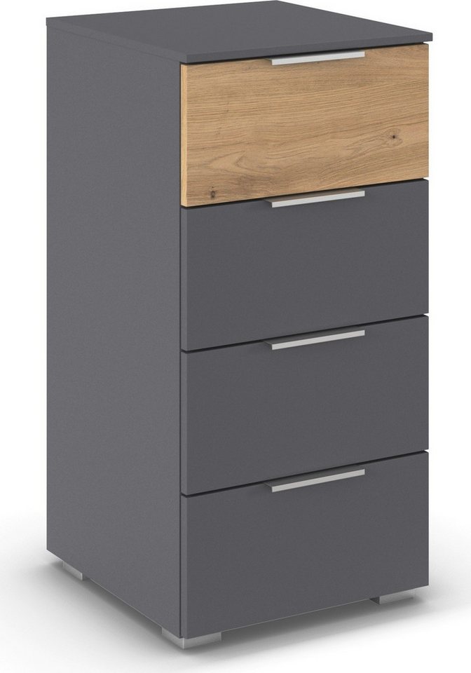rauch Schubkastenkommode Highboard Sideboard Schubladenkommode Kommode ASTANA (Breite 40 cm / Höhe 81 cm), mit 4 geräumigen Schubladen, Kantengriff in Alufarben MADE IN GERMANY von rauch