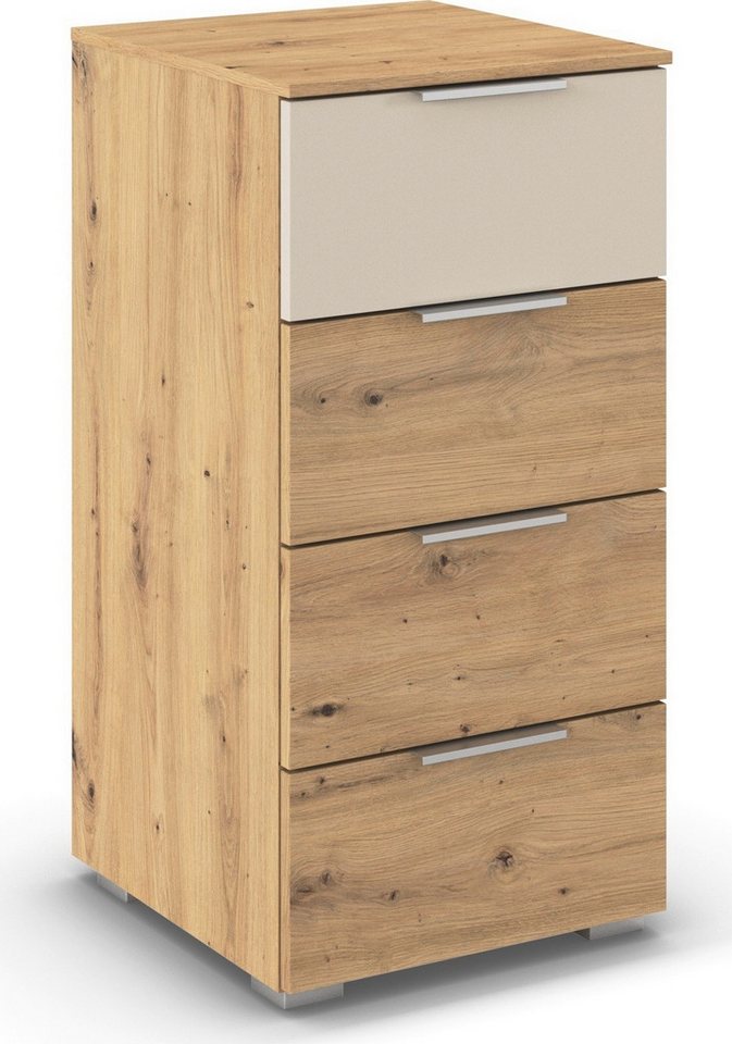 rauch Schubkastenkommode Highboard Sideboard Schubladenkommode Kommode ASTANA (Breite 40 cm / Höhe 81 cm), mit 4 geräumigen Schubladen, Kantengriff in Alufarben MADE IN GERMANY von rauch