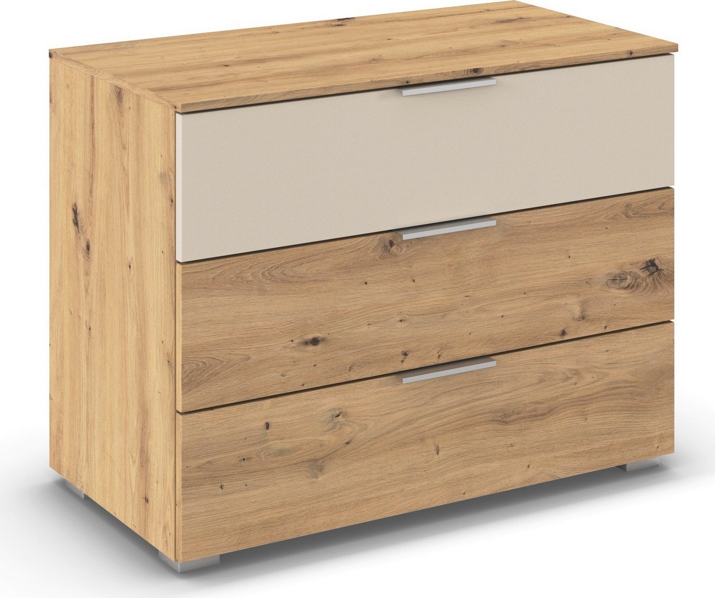 rauch Schubkastenkommode Lowboard Sideboard Schubladenkommode Kommode ASTANA (Breite 80 cm / Höhe 61 cm), mit 3 geräumigen Schubladen, Kantengriff in Alufarben MADE IN GERMANY von rauch