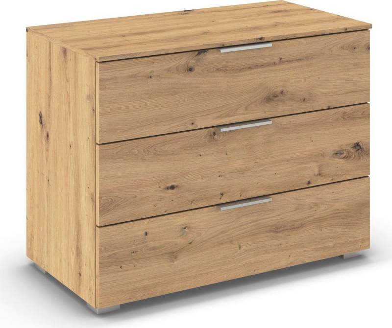 rauch Schubkastenkommode Lowboard Sideboard Schubladenkommode Kommode ASTANA (Breite 80 cm / Höhe 61 cm), mit 3 geräumigen Schubladen, Kantengriff in Alufarben MADE IN GERMANY von rauch