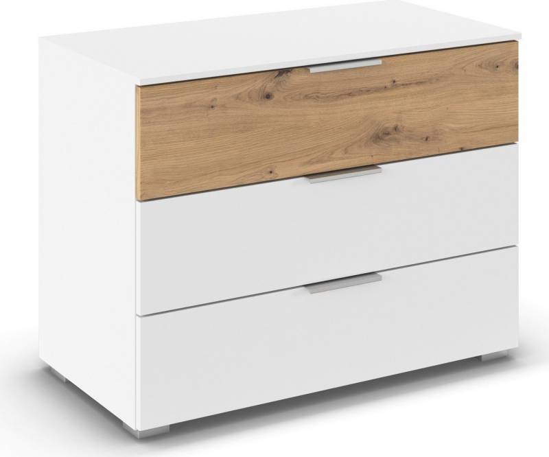 rauch Schubkastenkommode Lowboard Sideboard Schubladenkommode Kommode ASTANA (Breite 80 cm / Höhe 61 cm), mit 3 geräumigen Schubladen, Kantengriff in Alufarben MADE IN GERMANY von rauch