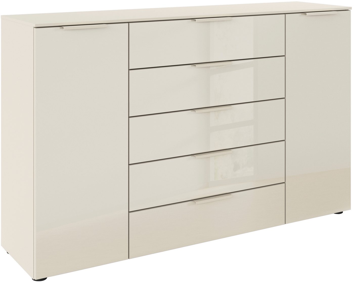 rauch Schubkastenkommode Kommode Türkommode Sideboard Kombikommode FLIPP mit Glasfront (Breite 160/180 cm mit 4 Einlegeböden), 2-trg mit 5 Schubladen und Soft-Close, 2 Breiten MADE IN GERMANY von rauch