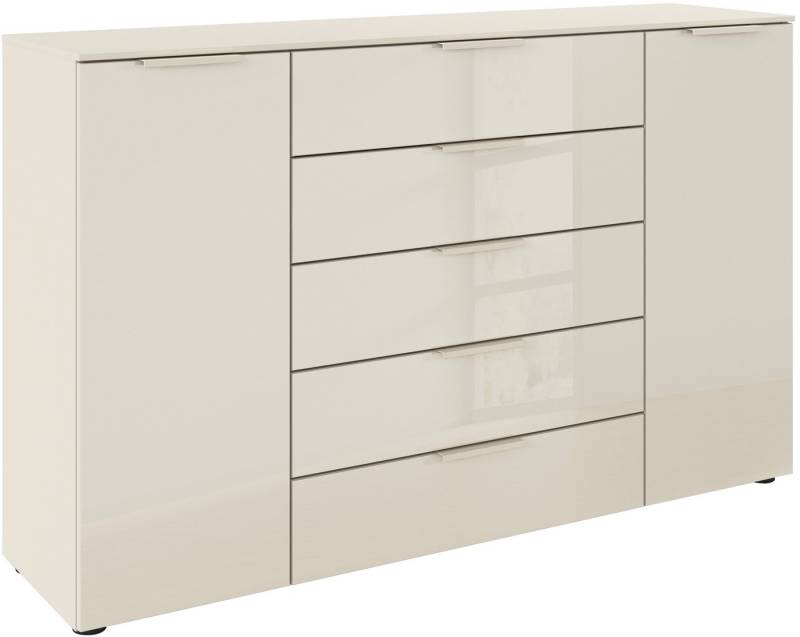 rauch Schubkastenkommode Kommode Türkommode Sideboard Kombikommode FLIPP mit Glasfront (Breite 160/180 cm mit 4 Einlegeböden), 2-trg mit 5 Schubladen und Soft-Close, 2 Breiten MADE IN GERMANY von rauch