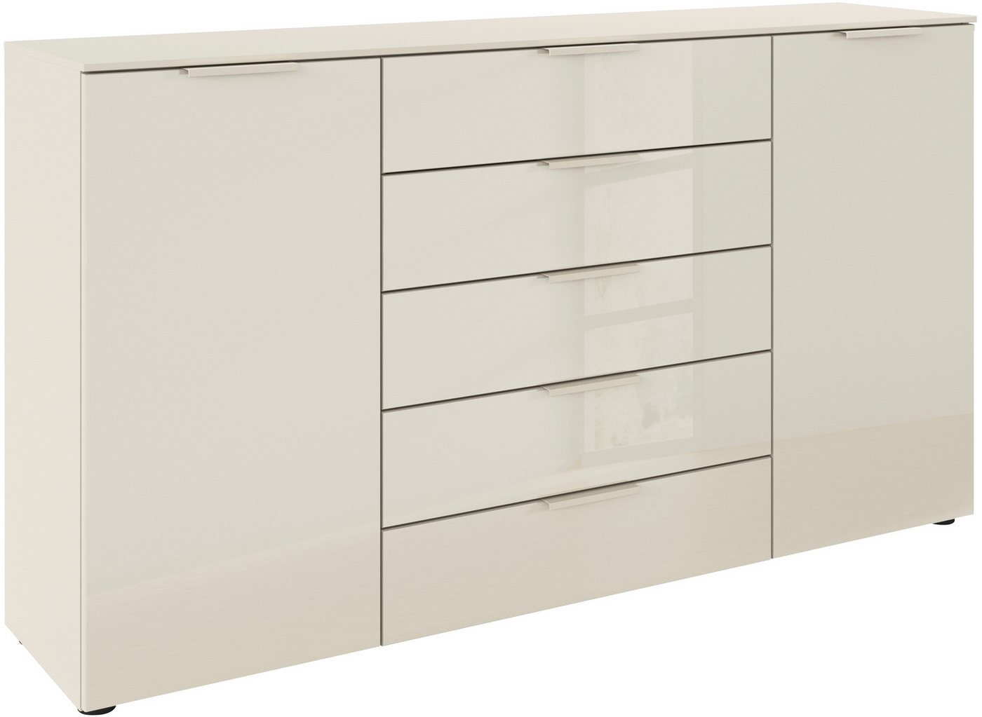 rauch Schubkastenkommode Kommode Türkommode Sideboard Kombikommode FLIPP mit Glasfront (Breite 160/180 cm mit 4 Einlegeböden), 2-trg mit 5 Schubladen und Soft-Close, 2 Breiten MADE IN GERMANY von rauch