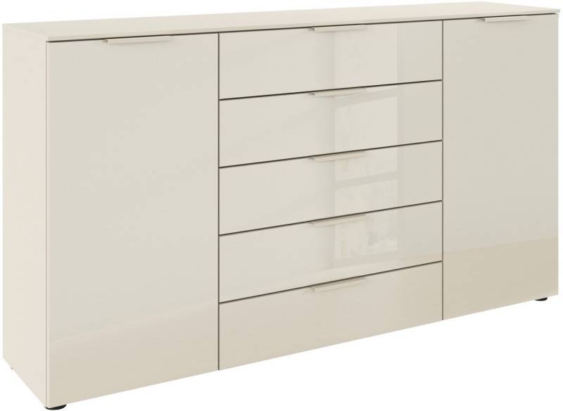 rauch Schubkastenkommode Kommode Türkommode Sideboard Kombikommode FLIPP mit Glasfront (Breite 160/180 cm mit 4 Einlegeböden), 2-trg mit 5 Schubladen und Soft-Close, 2 Breiten MADE IN GERMANY von rauch