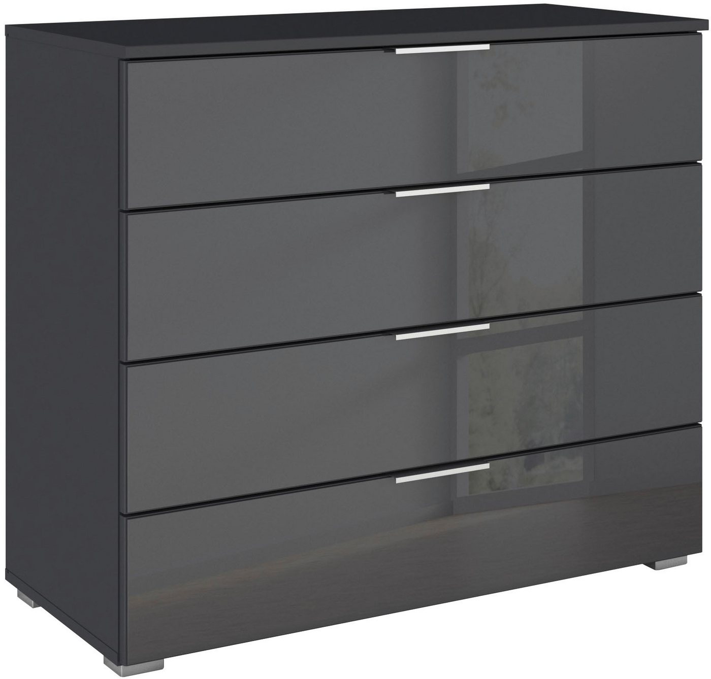 rauch Schubkastenkommode Sideboard Schubladenkommode Schubladenkommode AGORDO mit Glasfront (in zwei Griff-Farben, Breite 80 cm), vier große und geräumige Schubladen mit viel Stauraum MADE IN GERMANY von rauch