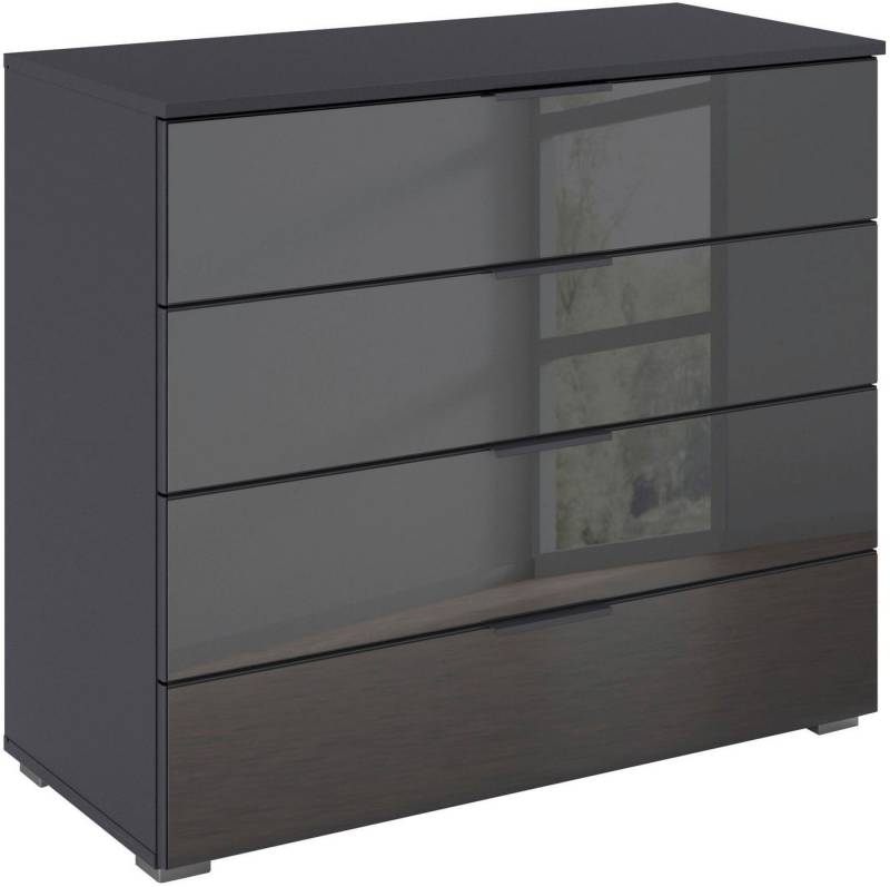 rauch Schubkastenkommode Sideboard Schubladenkommode Schubladenkommode AGORDO mit Glasfront (in zwei Griff-Farben, Breite 80 cm), vier große und geräumige Schubladen mit viel Stauraum MADE IN GERMANY von rauch