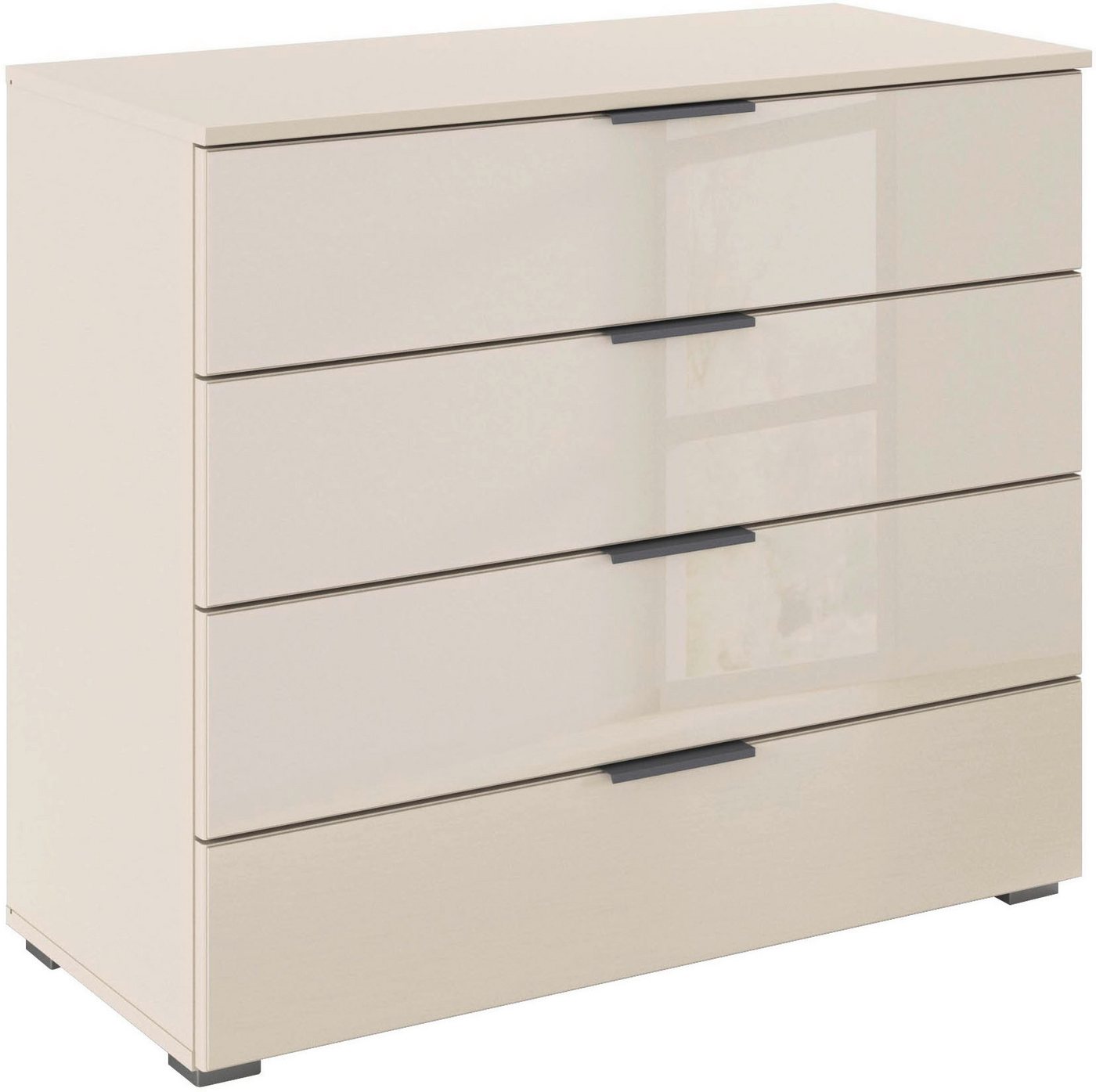 rauch Schubkastenkommode Sideboard Schubladenkommode Schubladenkommode AGORDO mit Glasfront (in zwei Griff-Farben, Breite 80 cm), vier große und geräumige Schubladen mit viel Stauraum MADE IN GERMANY von rauch