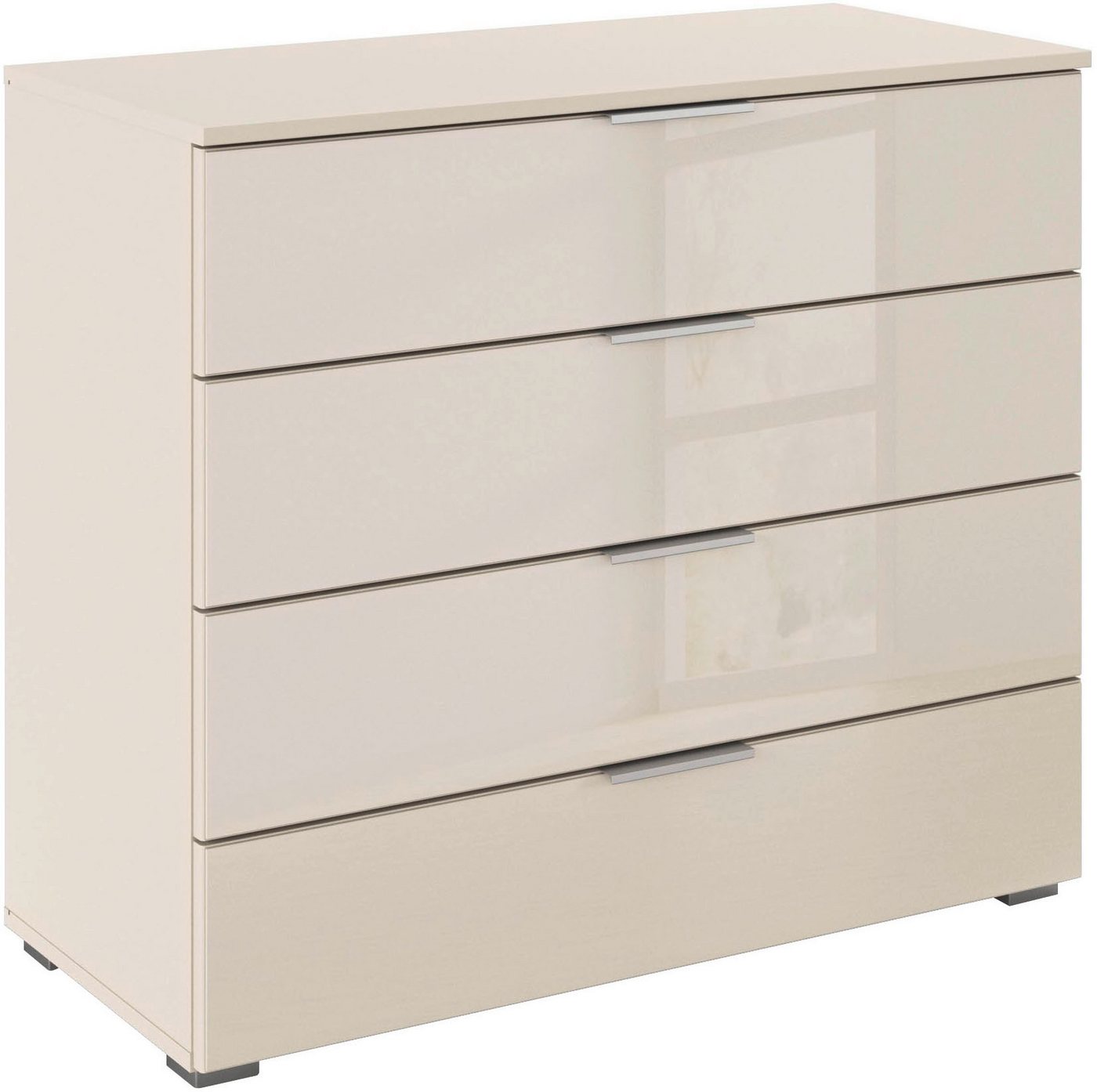 rauch Schubkastenkommode Sideboard Schubladenkommode Schubladenkommode AGORDO mit Glasfront (in zwei Griff-Farben, Breite 80 cm), vier große und geräumige Schubladen mit viel Stauraum MADE IN GERMANY von rauch