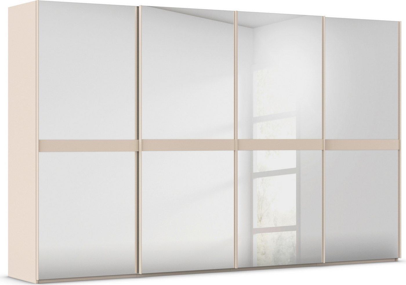 rauch Schwebetürenschrank Kleiderschrank Schrank Garderobe Schlafzimmerschrank SCALE-LINE edle Optik mit Bauchbinde in Korpusfarbe Spiegelfront MADE IN GERMANY von rauch