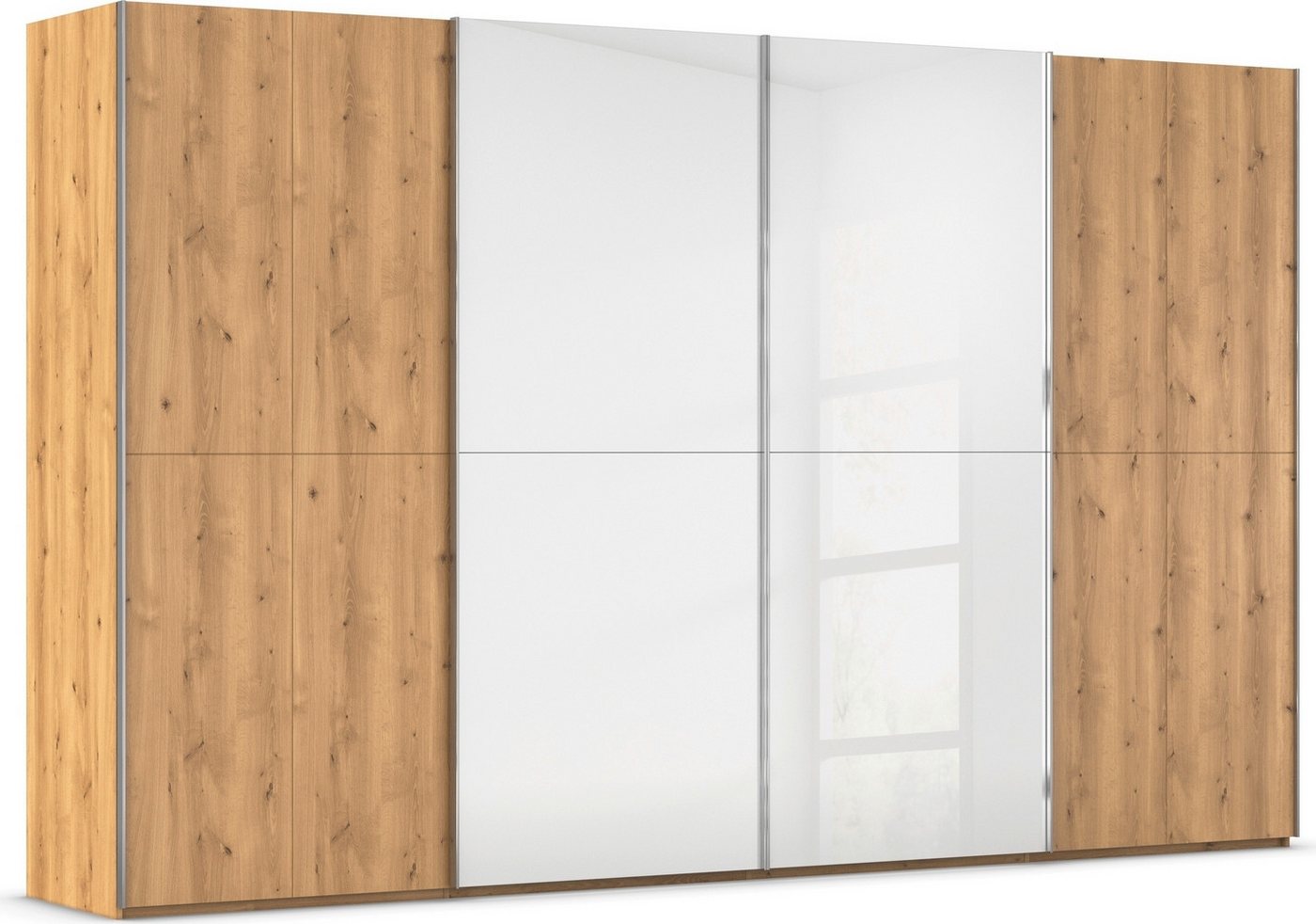 rauch Schwebetürenschrank Kleiderschrank Schrank Garderobe Schlafzimmerschrank SCALE-WOOD edle geteilte Front in massiver Asteiche mit Glastüren MADE IN GERMANY rauch Schwebetürenschrank Kleiderschrank Schrank Garderobe Schlafzimmerschrank SCALE-WOOD edle geteilte Front in massiver Asteiche mit Glastüren MADE IN GERMANY von rauch