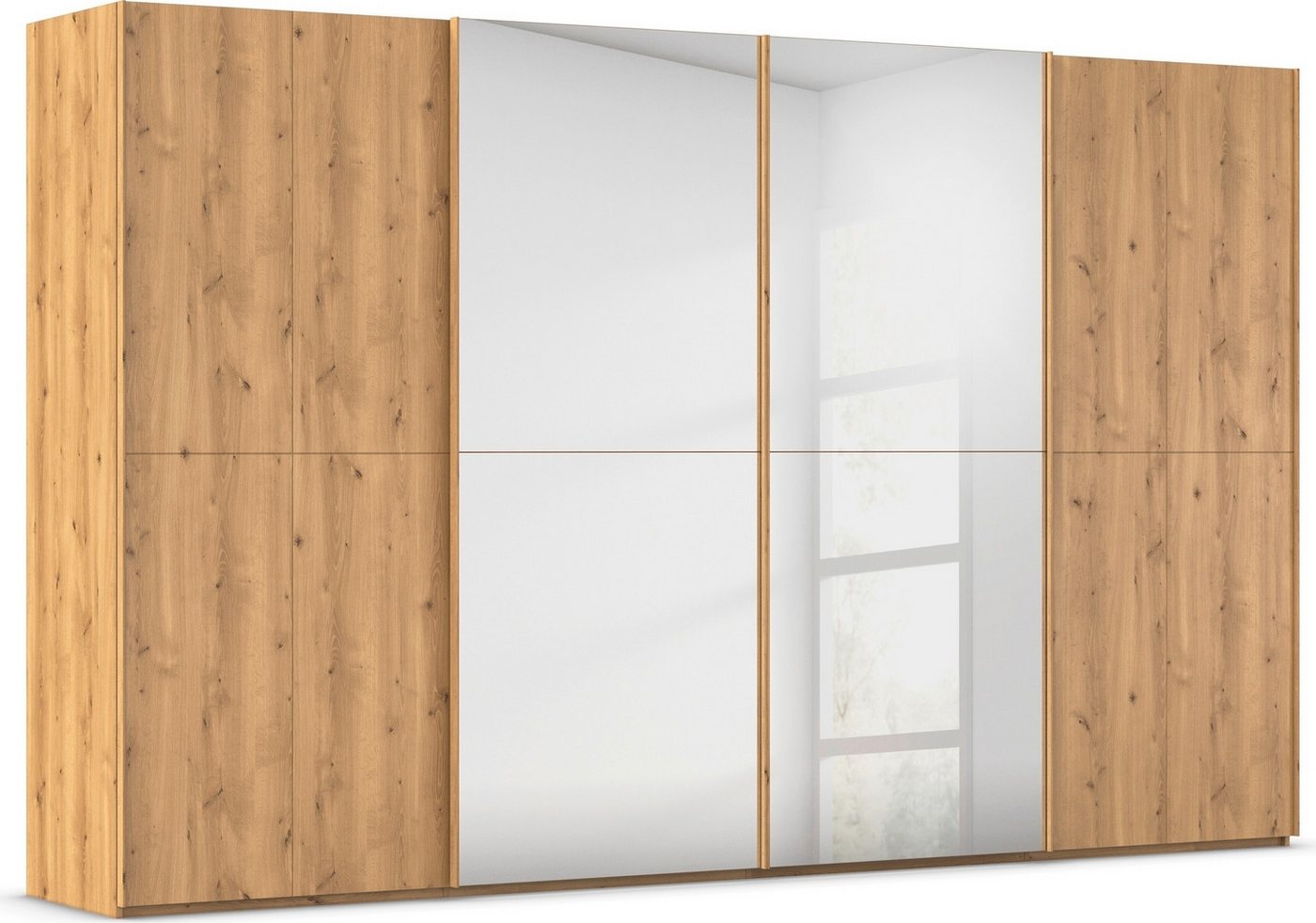 rauch Schwebetürenschrank Kleiderschrank Schrank Garderobe Schlafzimmerschrank SCALE-WOOD edle geteilte Front in massiver Asteiche mit Spiegel MADE IN GERMANY rauch Schwebetürenschrank Kleiderschrank Schrank Garderobe Schlafzimmerschrank SCALE-WOOD edle geteilte Front in massiver Asteiche mit Spiegel MADE IN GERMANY von rauch