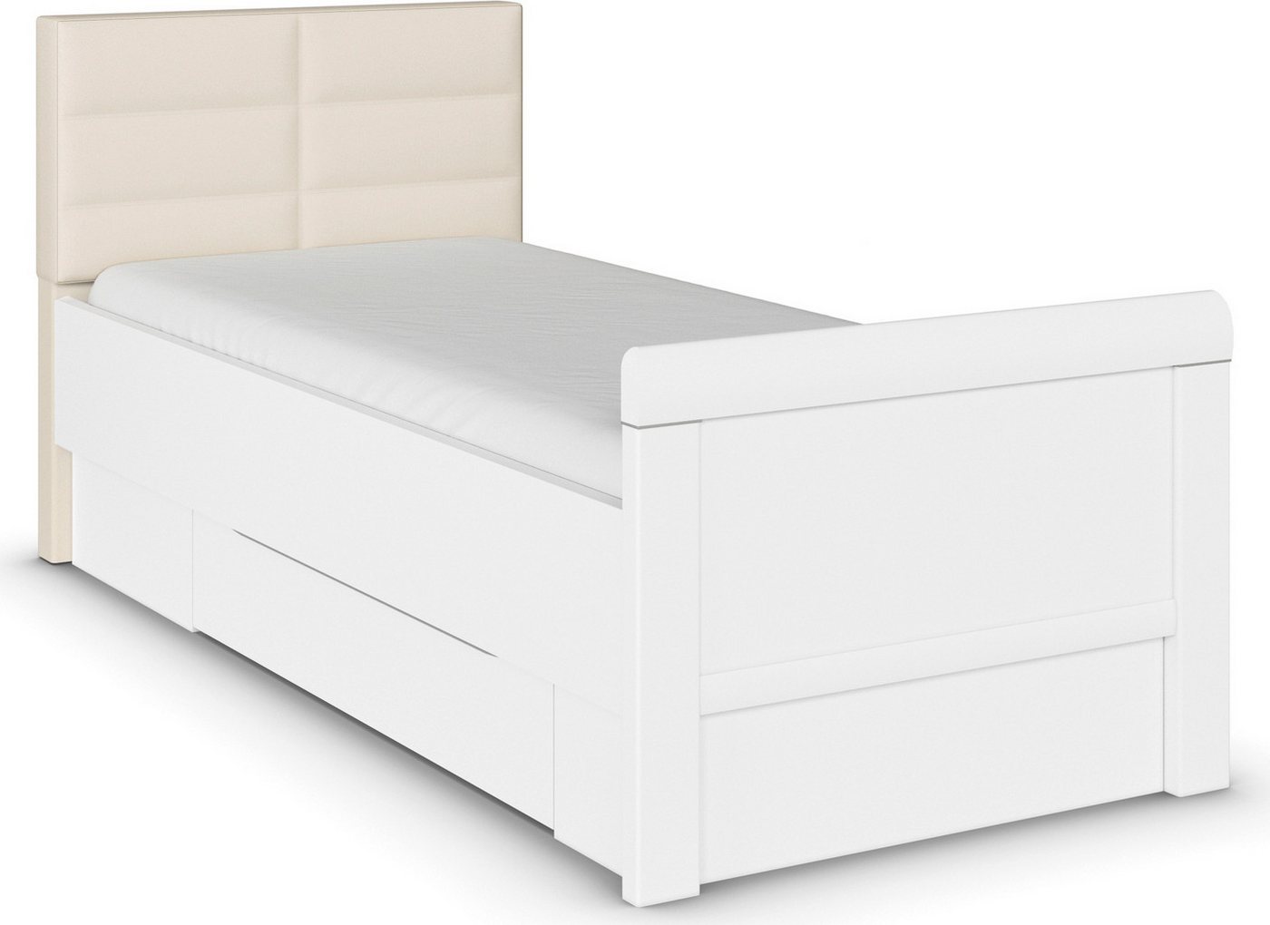 rauch Stauraumbett Bett Einzelbett Stollenbett Bettkästen EVELYN, in Komforthöhe mit Polsterkopfteil sowie Schubladen MADE IN GERMANY von rauch