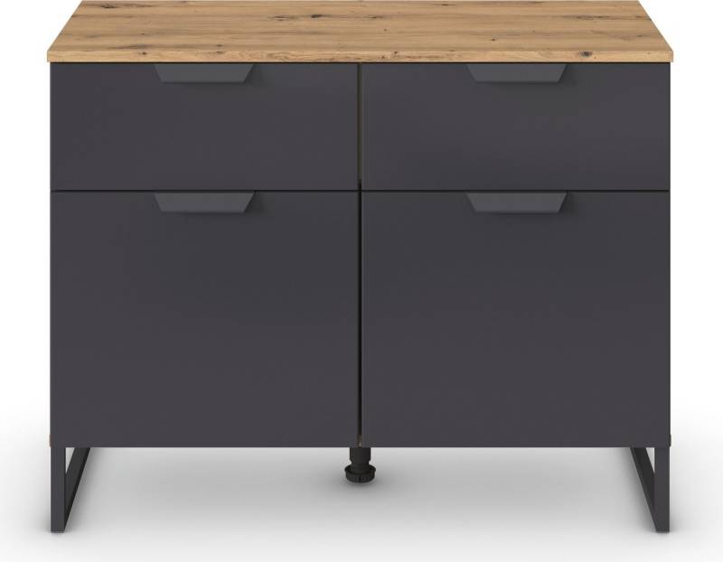 rauch Vertiko Dark&Wood by Aditio, im Industrial Style mit Kufenfuß, 2 Schubladen mit Softclose-Funktion von rauch