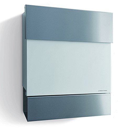 Briefkasten Letterman 5 weiß mit Edelstahl Zeitungsrolle + Klappe, radius design von raum-blick