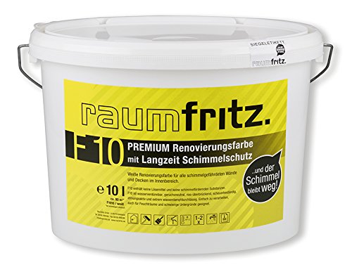 Raumfritz F10 PREMIUM SCHIMMELSCHUTZFARBE 10 Ltr. mit LANGZEIT SCHIMMELSCHUTZ von Raumfritz