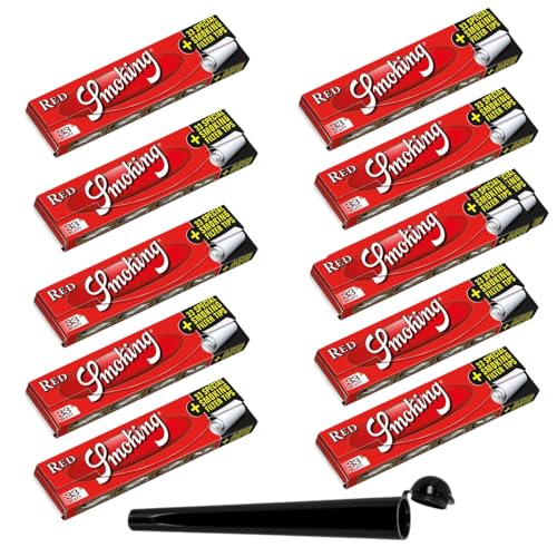 raupir Set 10 Heftchen Smoking RED King Size Papier mit Filtertips 1 Tube schwarz Papierformat: 110x53mm, 33 Blatt und 33 Tips pro Heftchen raupir Set 10 Heftchen Smoking RED King Size Papier mit Filtertips 1 Tube schwarz Papierformat: 110x53mm, 33 Blatt und 33 Tips pro Heftchen von raupir