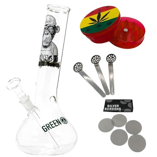 raupir Set Glasbong Affe Höhe 25cm Mundstück abgerundet ø 40mm Bong Glaskopf Chillum 14,5mm Siebe Acrylgrinder raupir Set Glasbong Affe Höhe 25cm Mundstück abgerundet ø 40mm Bong Glaskopf Chillum 14,5mm Siebe Acrylgrinder von raupir