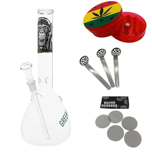 raupir Set Glasbong Greenline Höhe 30cm Mundstück abgerundet ø 36mm Glaskopf Chillum 14,5mm Siebe Acrylgrinder raupir Set Glasbong Greenline Höhe 30cm Mundstück abgerundet ø 36mm Glaskopf Chillum 14,5mm Siebe Acrylgrinder von raupir