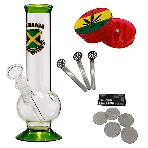 raupir Set Glasbong Jamaica Logo Höhe 21cm Mundstück abgerundet ø 40mm Glaskopf Chillum 14,5mm Siebe Acrylgrinder raupir Set Glasbong Jamaica Logo Höhe 21cm Mundstück abgerundet ø 40mm Glaskopf Chillum 14,5mm Siebe Acrylgrinder von raupir