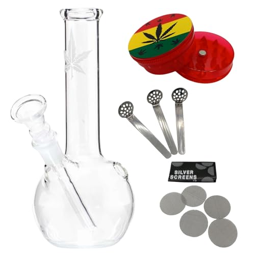 raupir Set Glasbong Leaf Höhe 16cm Mundstück abgerundet ø 24mm Glaskopf Chillum 12mm Siebe Acrylgrinder raupir Set Glasbong Leaf Höhe 16cm Mundstück abgerundet ø 24mm Glaskopf Chillum 12mm Siebe Acrylgrinder von raupir