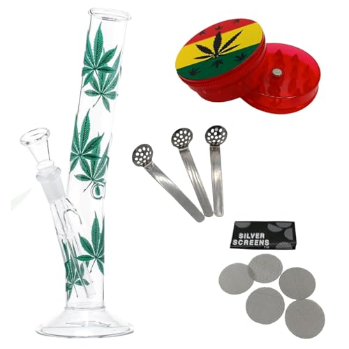 raupir Set Glasbong Leaf Höhe 26cm Mundstück abgerundet ø 32mm Glaskopf Chillum 14,5mm Siebe Acrylgrinder raupir Set Glasbong Leaf Höhe 26cm Mundstück abgerundet ø 32mm Glaskopf Chillum 14,5mm Siebe Acrylgrinder von raupir