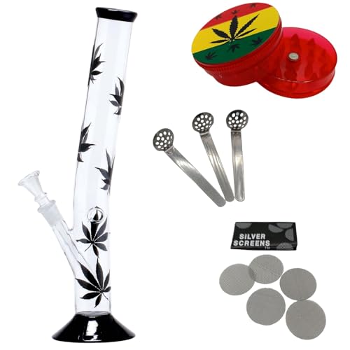 raupir Set Glasbong Leaf Höhe 35cm Mundstück abgerundet ø 40mm Glaskopf Chillum 14,5mm Siebe Acrylgrinder raupir Set Glasbong Leaf Höhe 35cm Mundstück abgerundet ø 40mm Glaskopf Chillum 14,5mm Siebe Acrylgrinder von raupir