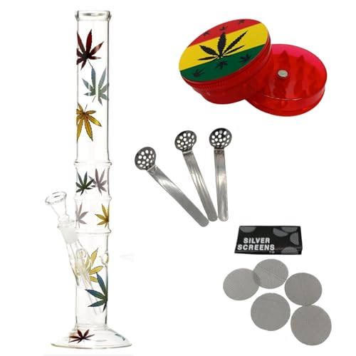 raupir Set Glasbong Leaf Höhe 40cm Mundstück abgerundet ø 40mm Glaskopf Chillum 14,5mm Siebe Acrylgrinder raupir Set Glasbong Leaf Höhe 40cm Mundstück abgerundet ø 40mm Glaskopf Chillum 14,5mm Siebe Acrylgrinder von raupir