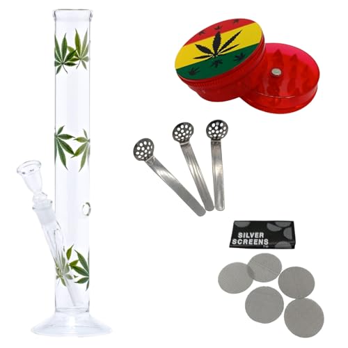 raupir Set Glasbong Leaf Höhe 40cm Mundstück abgerundet ø 45mm Glaskopf Chillum 18,8mm Siebe Acrylgrinder raupir Set Glasbong Leaf Höhe 40cm Mundstück abgerundet ø 45mm Glaskopf Chillum 18,8mm Siebe Acrylgrinder von raupir