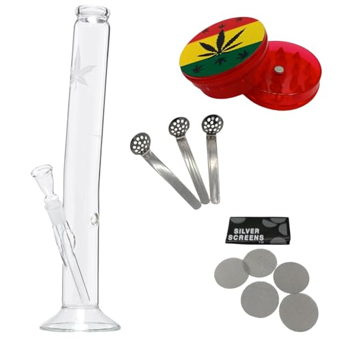 raupir Set Glasbong Leaf Höhe 42cm Mundstück abgerundet ø 50mm Bong Glaskopf Chillum 18,8mm Siebe Acrylgrinder raupir Set Glasbong Leaf Höhe 42cm Mundstück abgerundet ø 50mm Bong Glaskopf Chillum 18,8mm Siebe Acrylgrinder von raupir