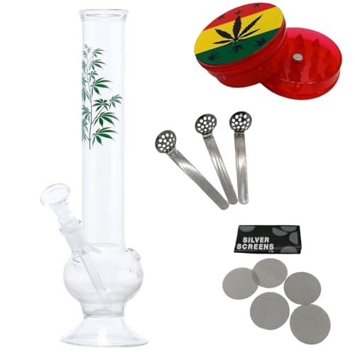 raupir Set Glasbong Multi Leaf Höhe 30cm Mundstück abgerundet ø 40mm Glaskopf Chillum 14,5mm Siebe Acrylgrinder raupir Set Glasbong Multi Leaf Höhe 30cm Mundstück abgerundet ø 40mm Glaskopf Chillum 14,5mm Siebe Acrylgrinder von raupir