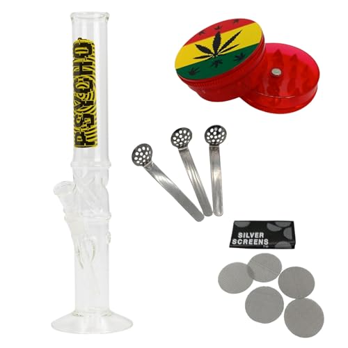 raupir Set Glasbong Psycho Höhe 35cm Mundstück abgerundet ø 40mm Glaskopf Chillum 14,5mm Siebe Acrylgrinder raupir Set Glasbong Psycho Höhe 35cm Mundstück abgerundet ø 40mm Glaskopf Chillum 14,5mm Siebe Acrylgrinder von raupir